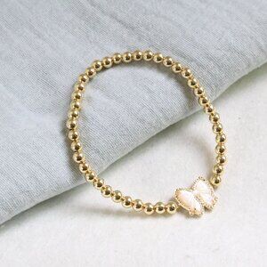 Kendra Scott Haley Bow Gold Stretch Bracelet Mother-of-Pearl